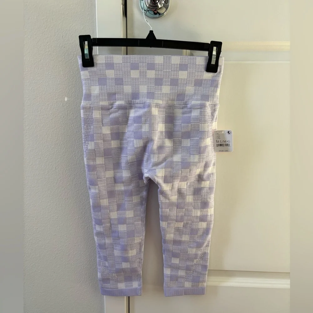 FREE PEOPLE MOVEMENT Lavender Gingham Capri Leggings